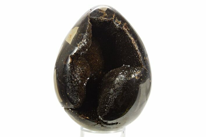 Septarian Dragon Egg Geode - Sparkly Black Crystals #336455